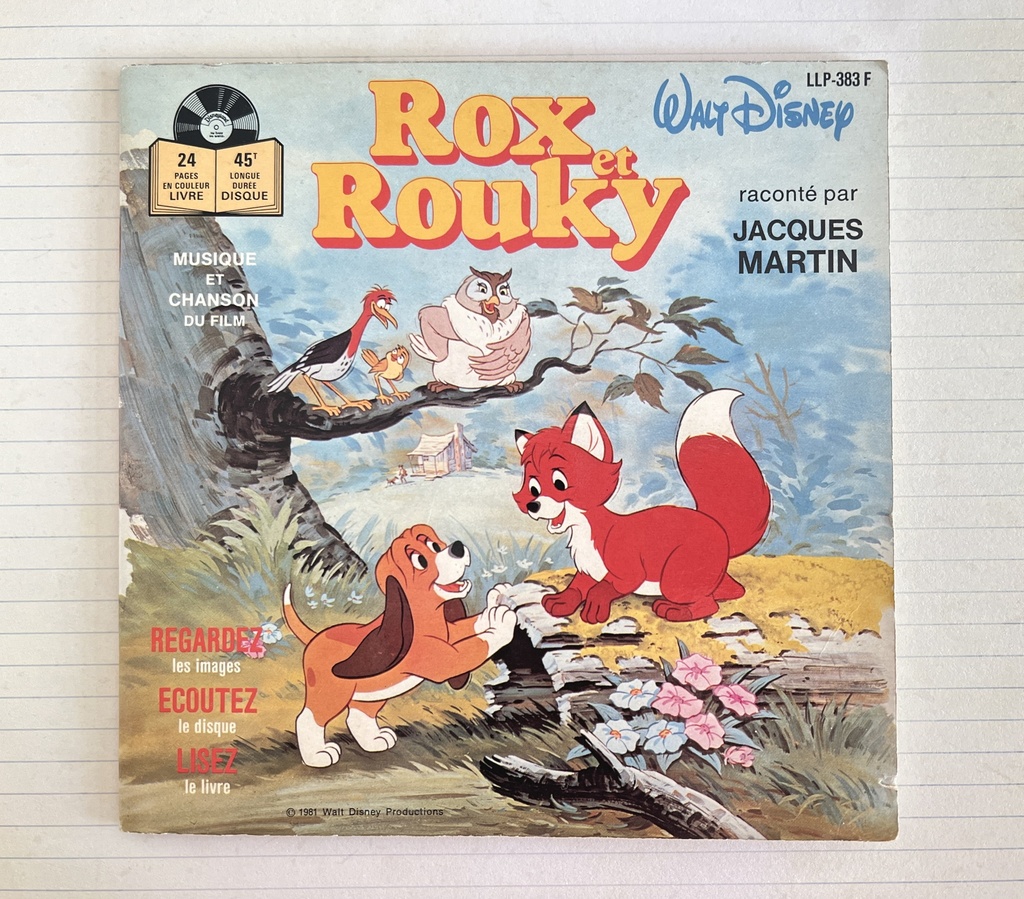 Livre disque 45 tours Rox et Rouky de Walt Disney