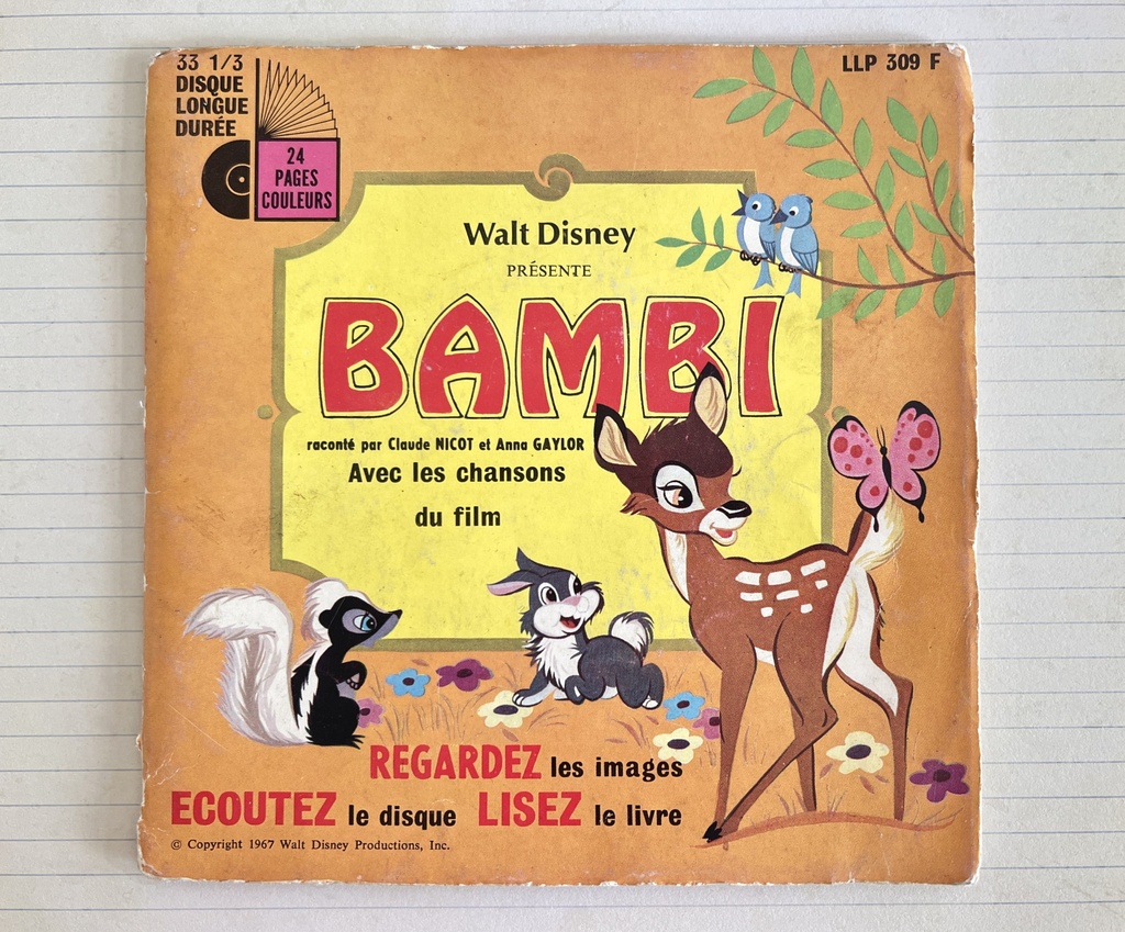 Livre-disque 33 tours 1/3 Bambi - Walt Disney