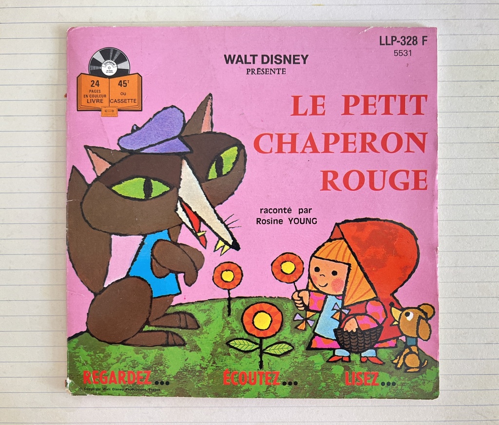 Livre disque 45 tours Le petit chaperon rouge de Walt Disney
