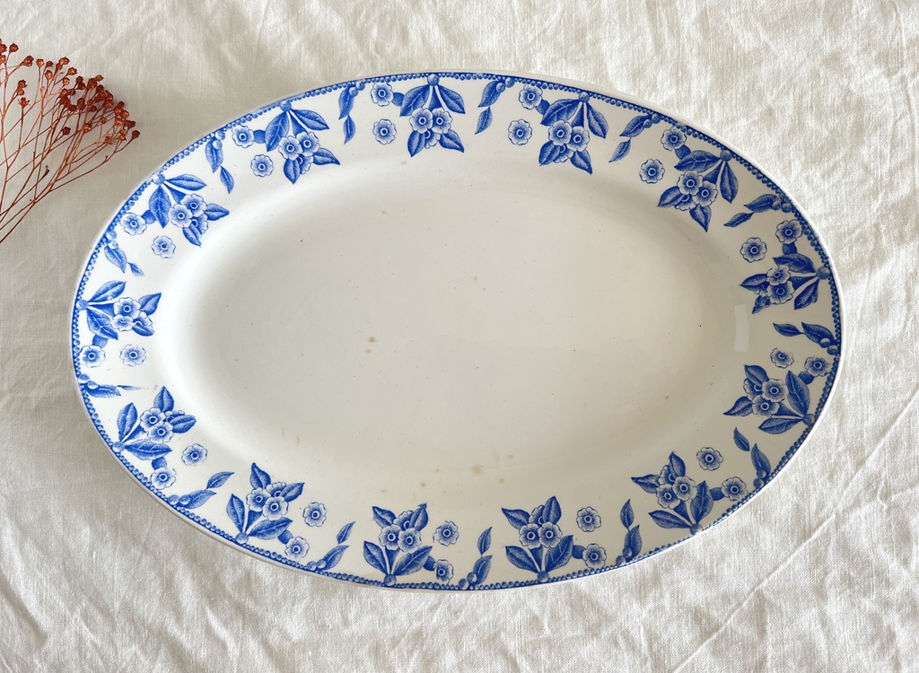 Plat ovale Boch Dux bleu