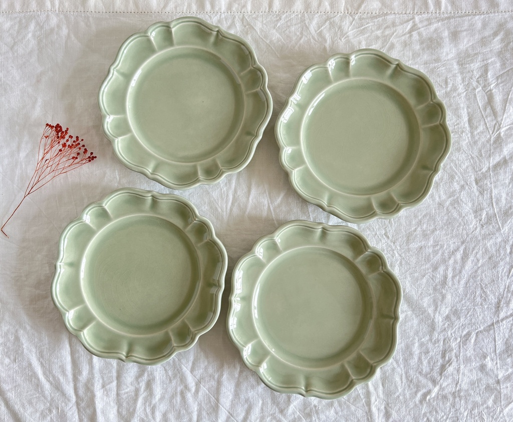 Lot de 4 assiettes à dessert vert menthe