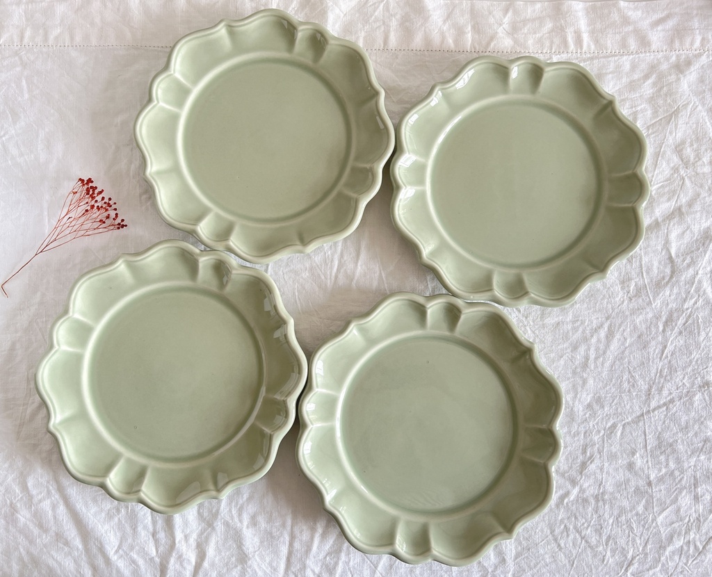 Lot de 4 assiettes plates vert menthe