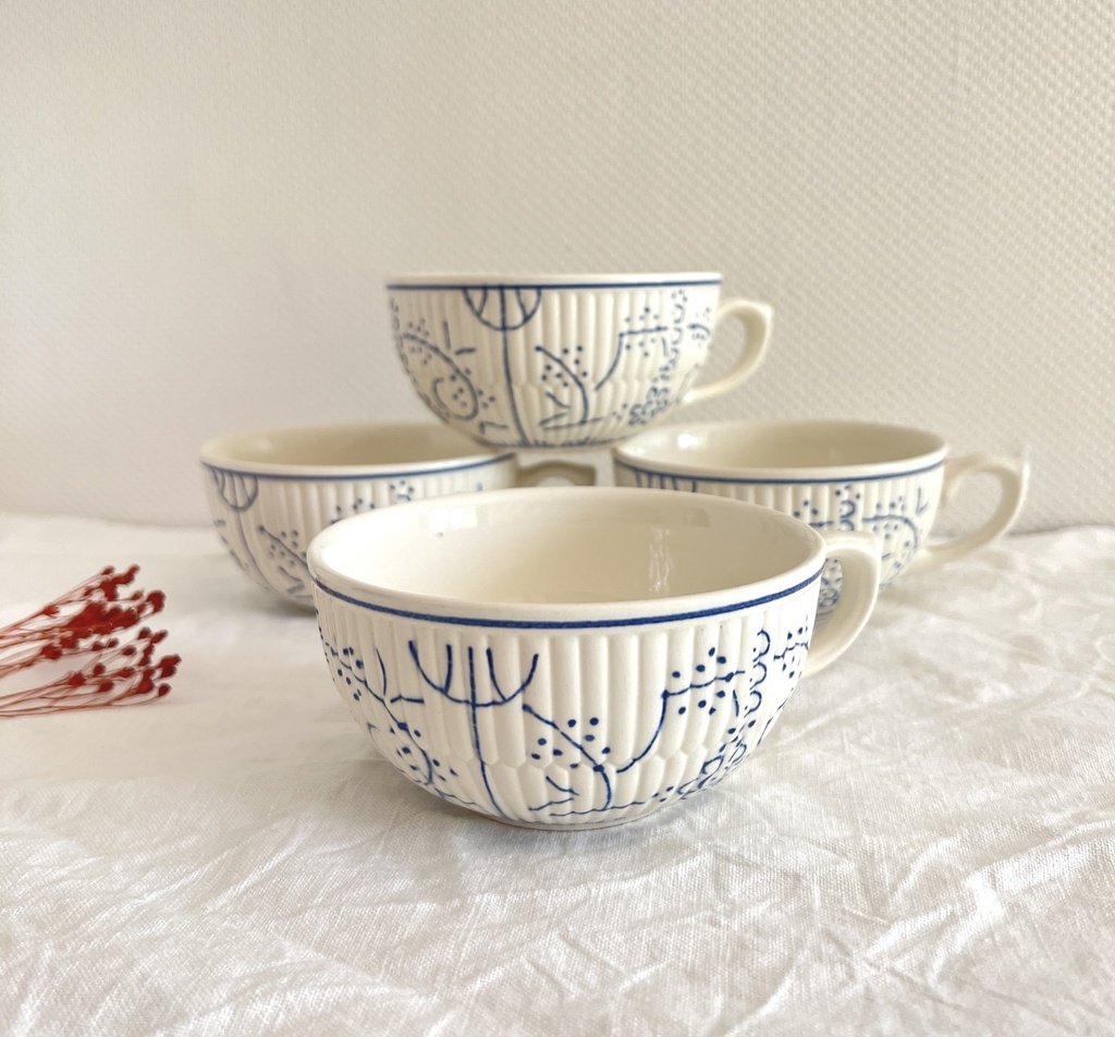 Lot de 4 tasses Royal Boch Copenhague
