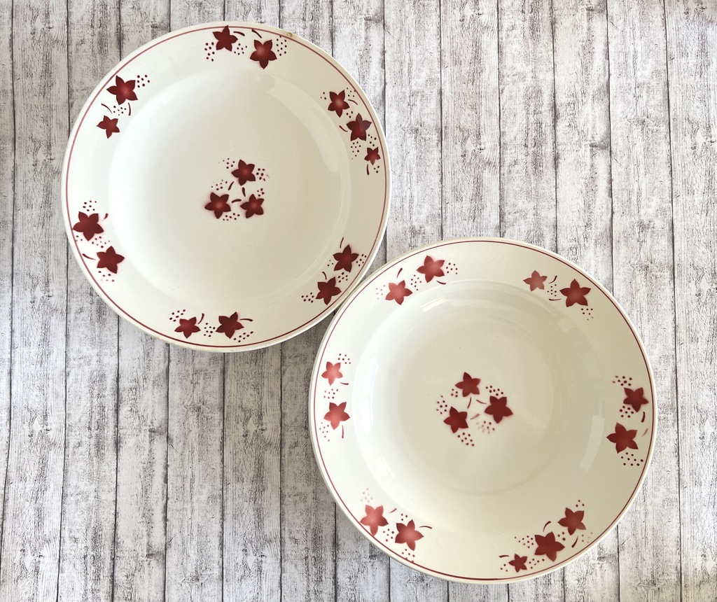 Lot de 2 assiettes creuses Boch Mercure rouge