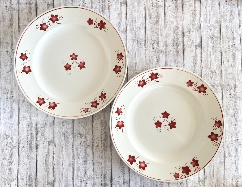 Lot de 2 assiettes plates Boch Mercure rouge