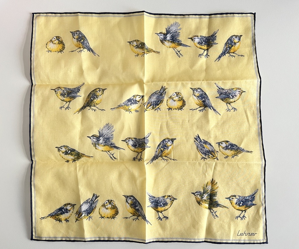 Mouchoir jaune Lehner décoré d'oiseaux