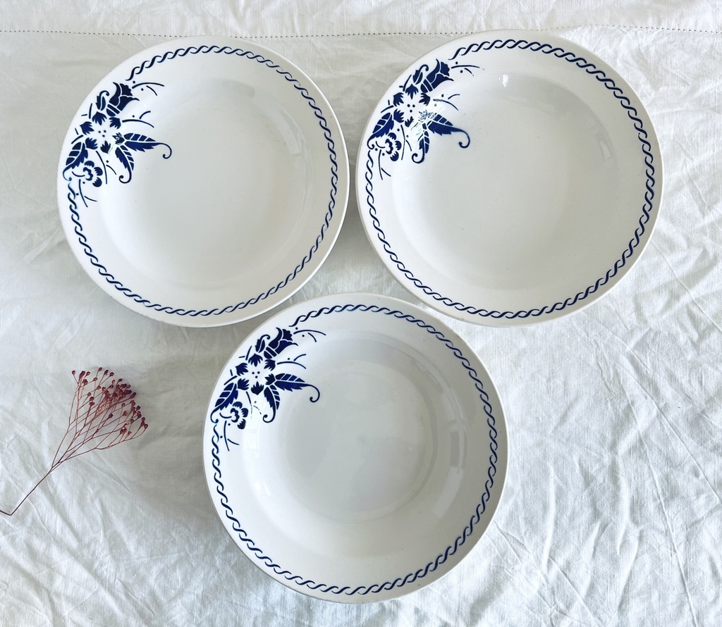 Lot de 3 assiettes creuses Boch Campanule