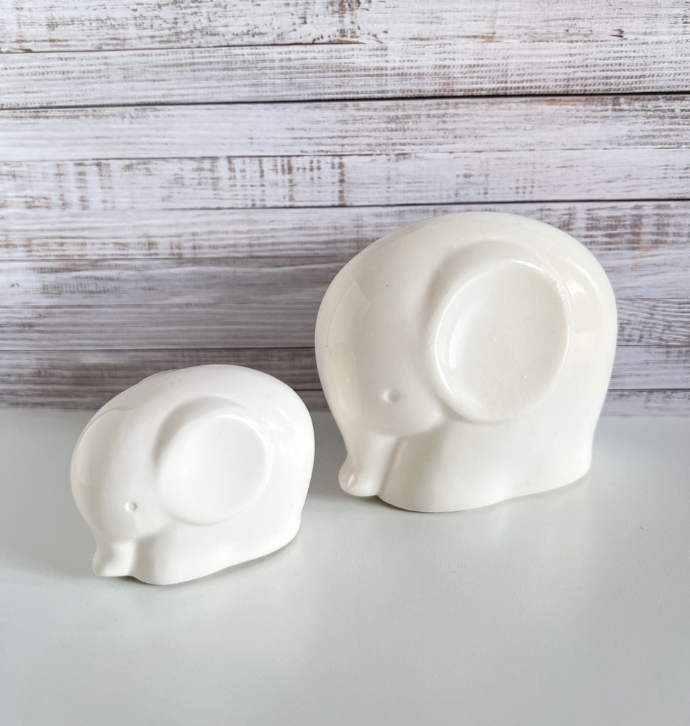 Duo d'éléphants blancs en céramique