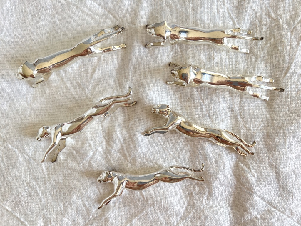 Ensemble de 6 porte-couteaux panthère en métal