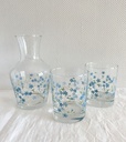Ensemble carafe et 2 verres à eau décor Myosotis