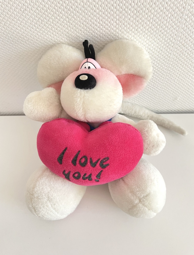 Peluche Diddl avec cœur rose I love you
