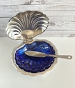 Beurrier coquille / coupelle à caviar bleu cobalt