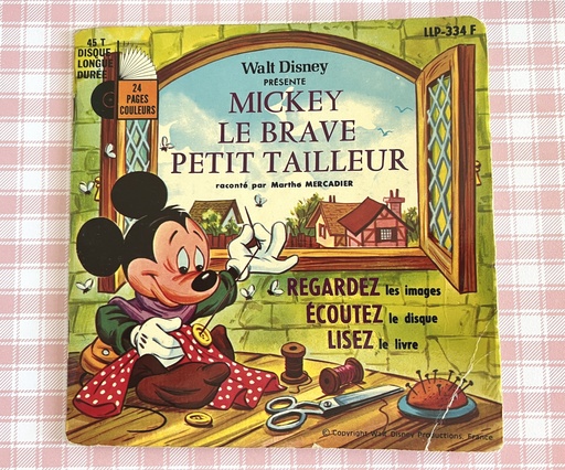 Livre disque 45 tours Mickey le brave petit tailleur de Walt Disney