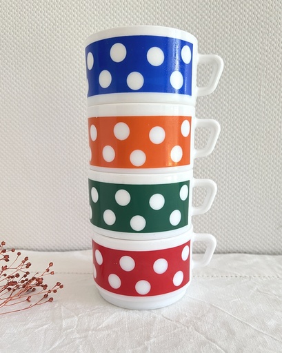 Lot de 4 grandes tasses Arcopal Polka