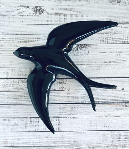 Hirondelle murale en céramique noire