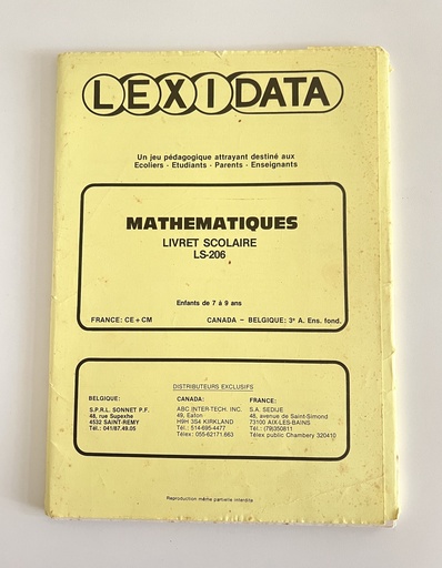 Livret Lexidata Mathématiques pour enfants de 7 à 9 ans