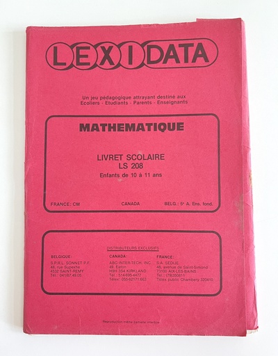 Livret Lexidata Mathématique pour enfants de 10 à 11 ans