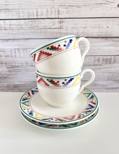 Lot de 2 tasses et sous-tasses Villeroy & Boch Indian Look