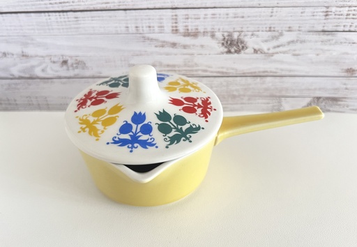 Chauffe-beurre jaune pastel avec couvercle fleuri Villeroy & Boch