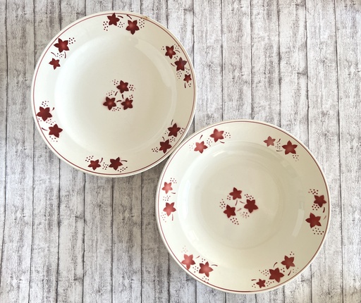 Lot de 2 assiettes creuses Boch Mercure rouge