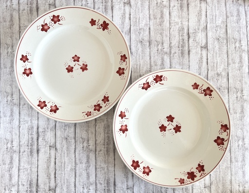 Lot de 2 assiettes plates Boch Mercure rouge