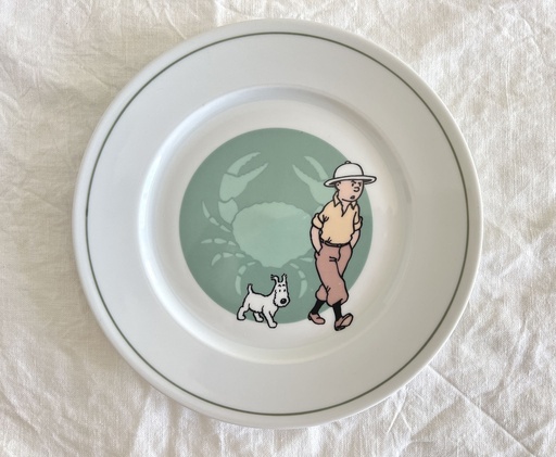 Assiette à dessert Tintin et le Crabe aux pinces d'or - Tables & Couleurs