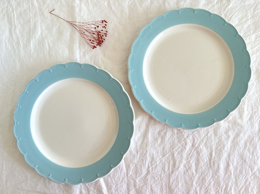 Lot de 2 grandes assiettes de service Boch Festival Opaline bleu