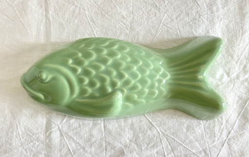 Moule à pudding en céramique en forme de poisson vert amande
