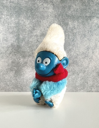 Peluche pince-doigt Schtroumpf avec écharpe rouge