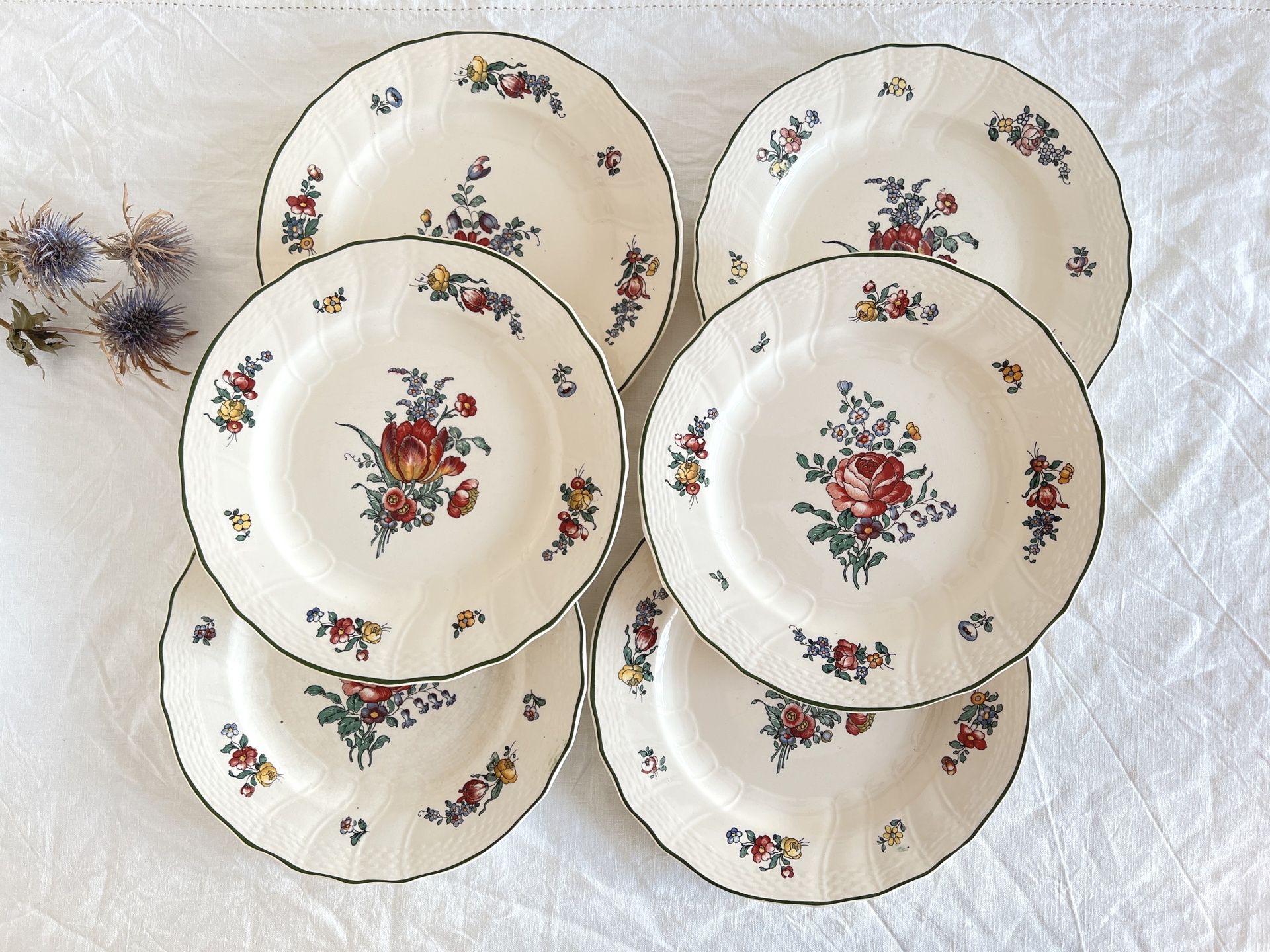 LOT DE 6 Assiettes plates Tulipe VILLEROY et BOCH Mettlach n°1562 EUR