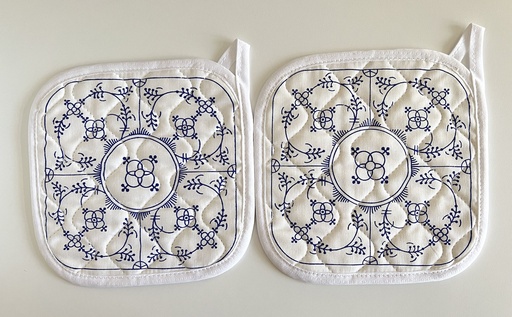 Paire de maniques motif Copenhague / Saxe